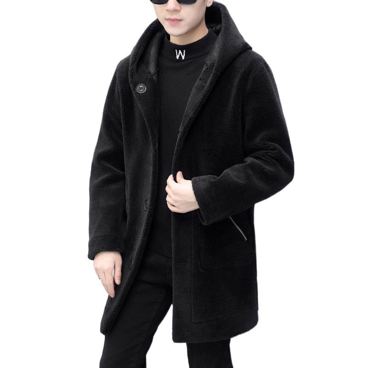 Double-sided Wear Fleece Coat Hooded Mid-length Coat