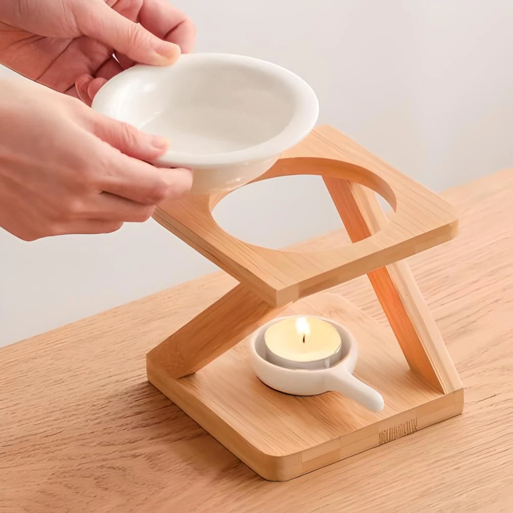 Bamboo Inclined Square Essential Oil Furnace Aroma Burner