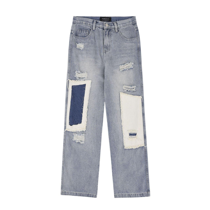 American-style Distressed Heavy Industry Straight Casual Jeans - Trendha