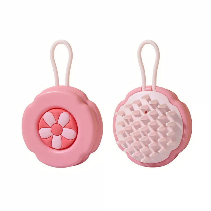 Flower Pattern Silicone Shampoo Brush for Scalp and Body Massage