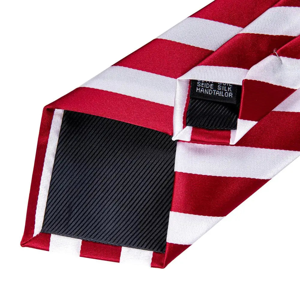 Red Striped Silk Men's Tie – Luxury 8.5cm Neck Tie for Weddings and Business