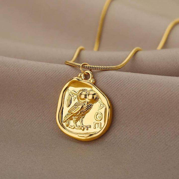 Gold Owl Pendant Necklace for Women