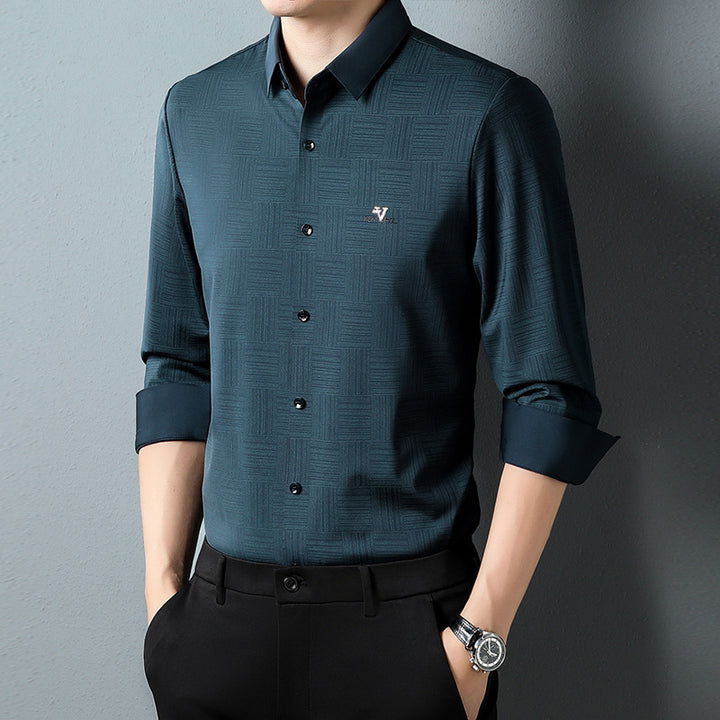 Casual Long Sleeve Lapel Seamless Adhesive Shirt