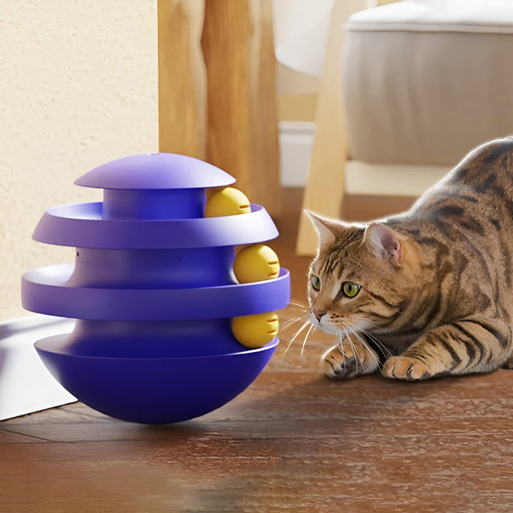 Interactive 3-Layer Cat Toy Tower with Tumbler Balls