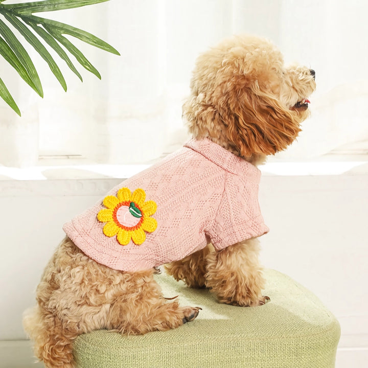 Cozy Knitted Dog Sweater – Warm, Floral, & Cute for Small to Medium Dogs & Cats