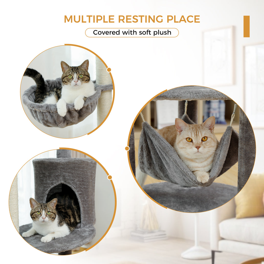 Extra Large Cat Tree Tower with Multiple Condos, Scratching Posts, and Perches