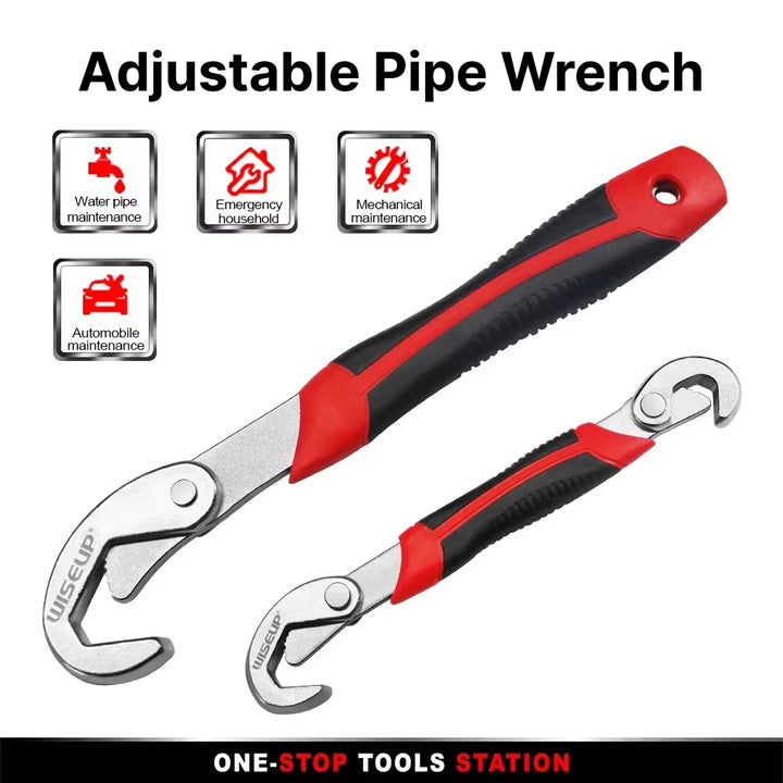 2Pcs Multifunctional Adjustable Pipe Wrench with Anti-Slip Handle