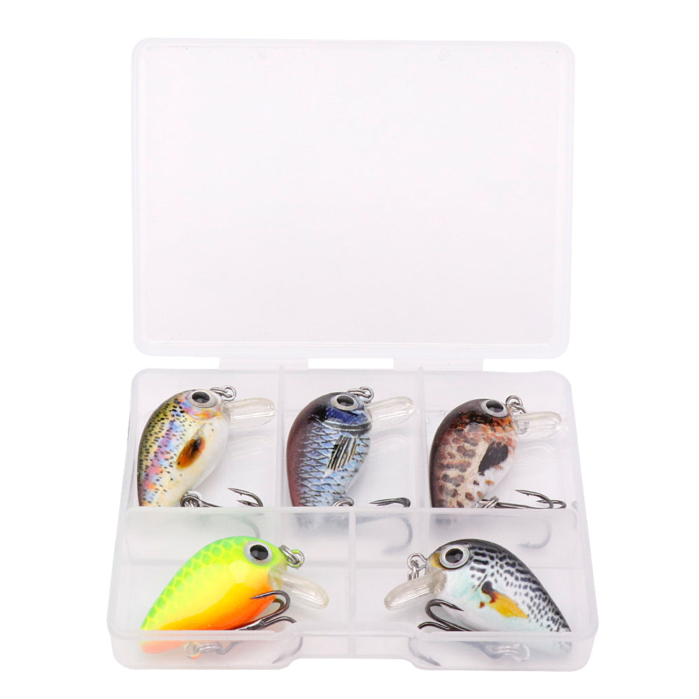 5pcs Mini Bass Fishing Lure Set 3cm Topwater Crankbait Wobblers for Pike