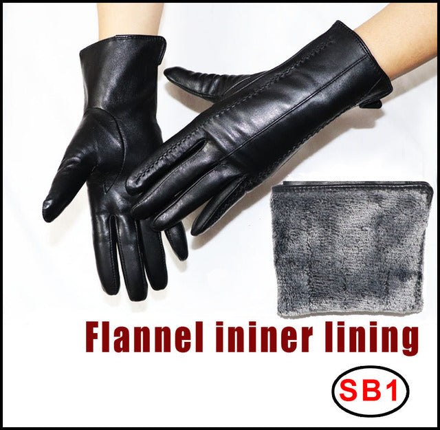 Women's Sheepskin Gloves Winter Warmth Plus Velvet Short Thi