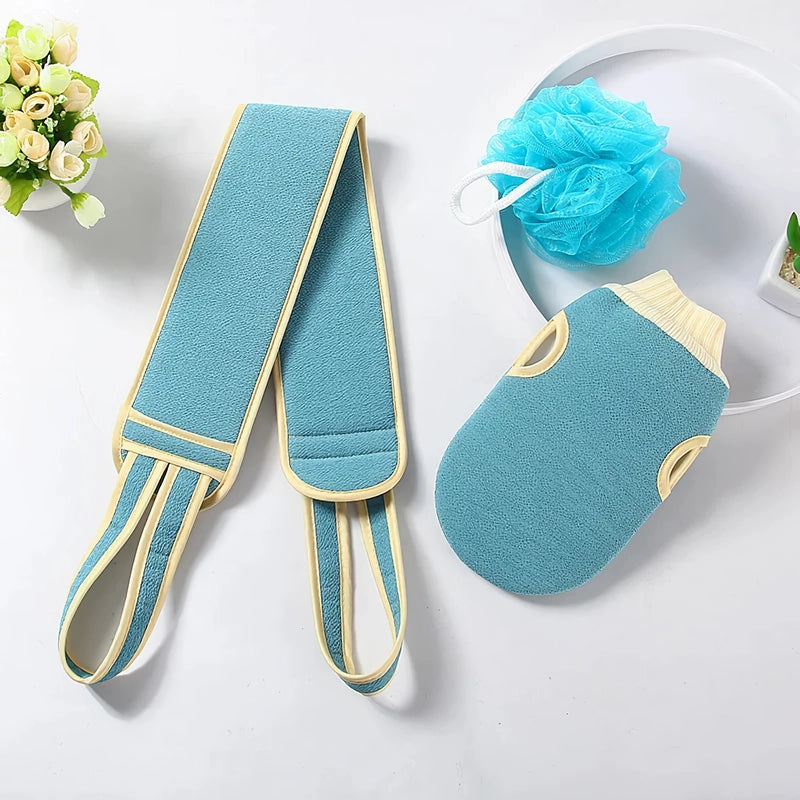 3-Piece Exfoliating Bath Set with Gloves, Brush, and Scrubber