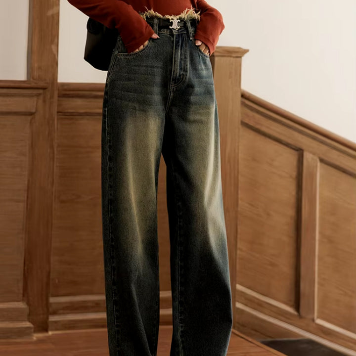 High Waist Vintage Straight Denim Pants