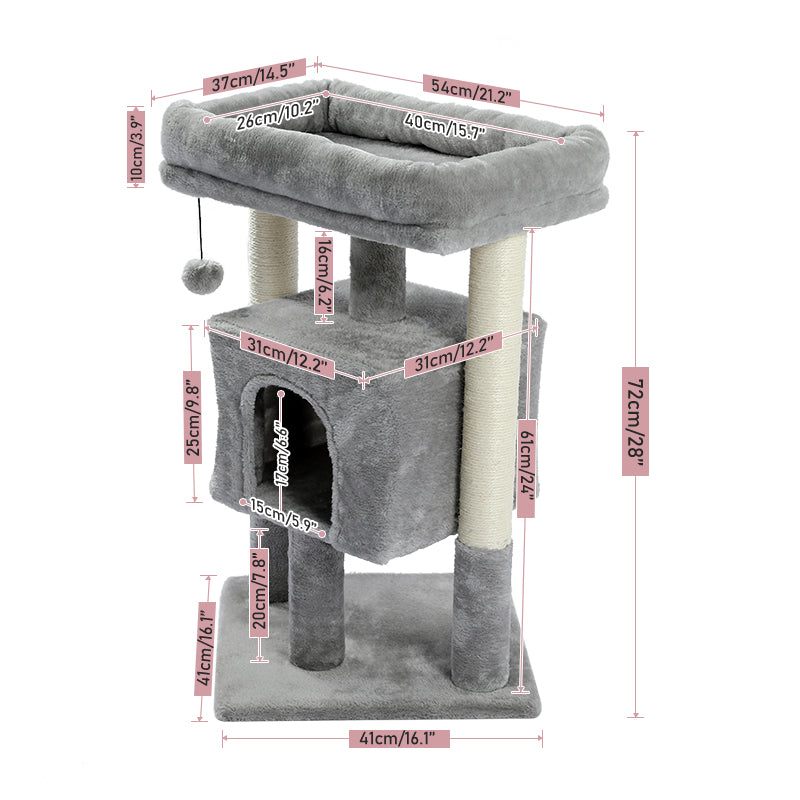 Large Cat Tree Tower with Perch, Hammock, and Scratching Post