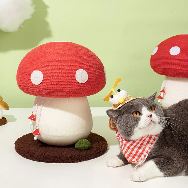 Charming Red Mushroom Cat Scratching Post