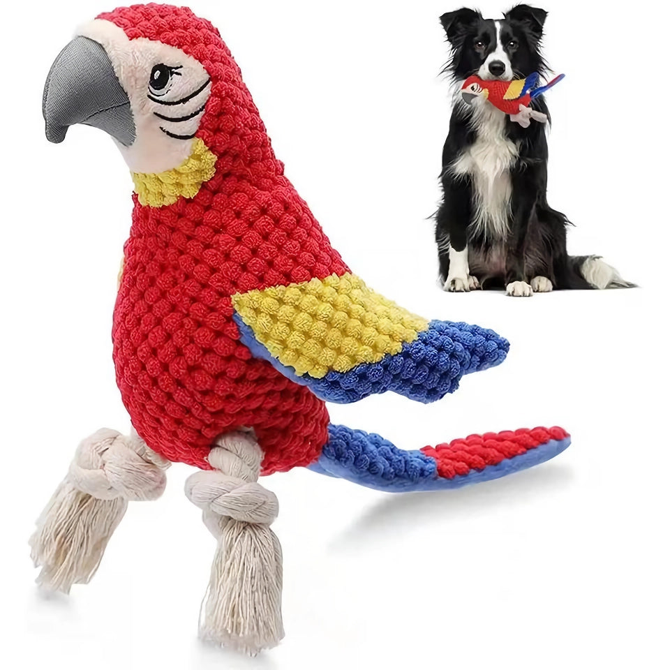 Durable Plush Parrot Dog Toy - Squeaky & Bite-Resistant Fun