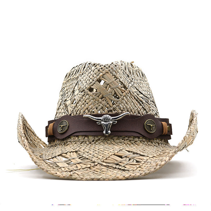 Belt Decoration Natural Grass Hand-knitted Western Cowboy Hat