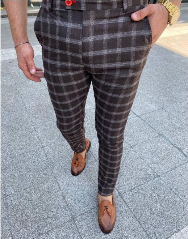 Men's Business Checked Casual Pants