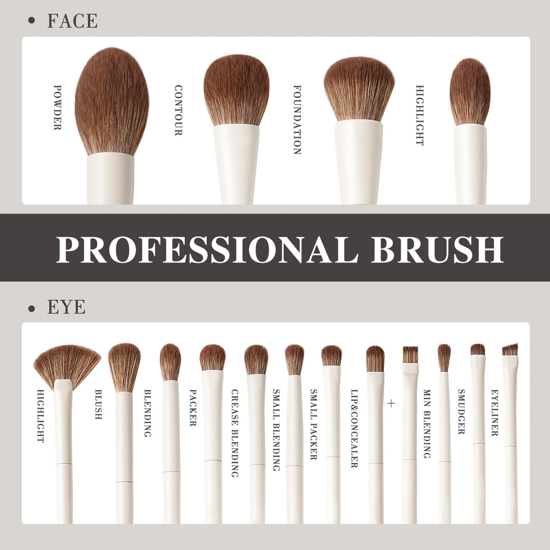 Professional Beige 15pcs Makeup Brush Set