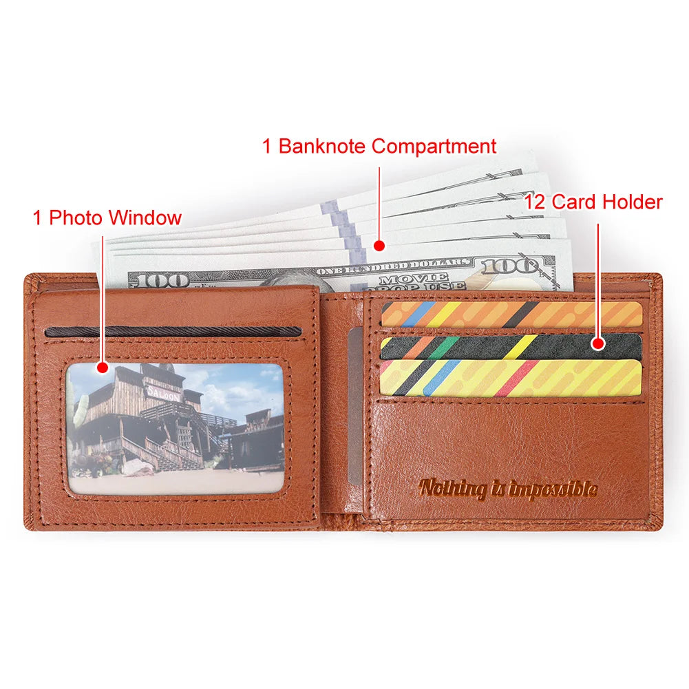 Genuine Leather RFID Blocking Bifold Wallet