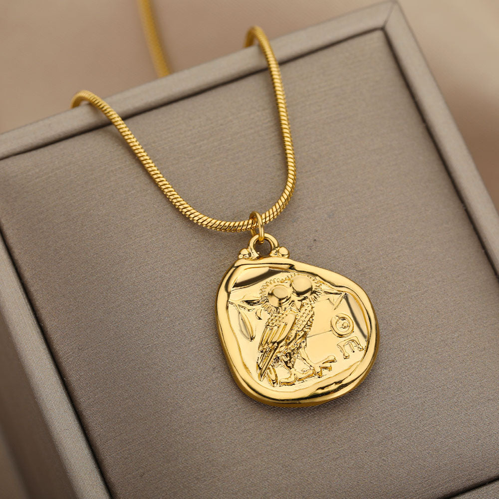 Gold Owl Pendant Necklace for Women