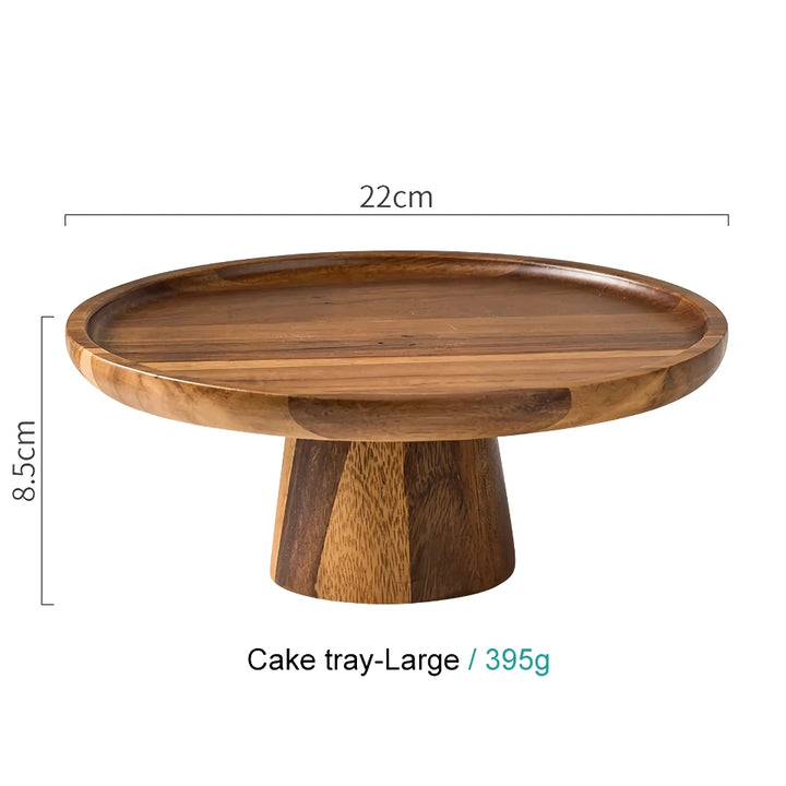 Creative Acacia Wood High-Foot Cake Plate and Dessert Display Stand