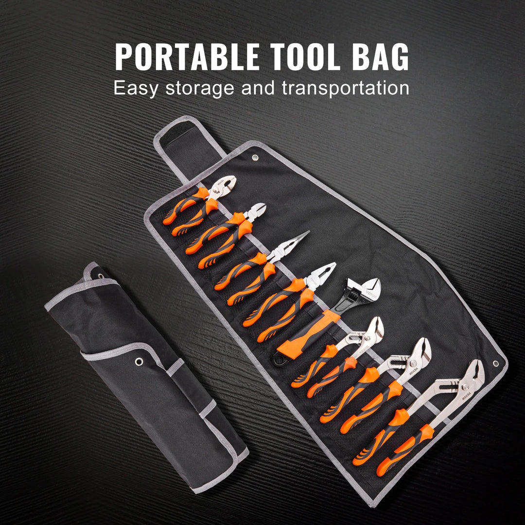 8-Piece High Carbon Steel Pliers Set with Tool Bag