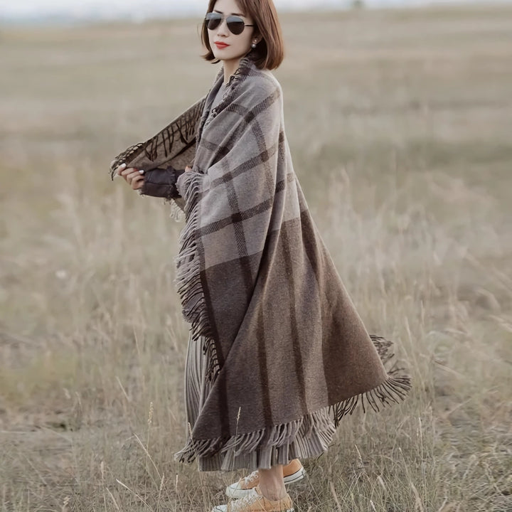 Luxury Wool Plaid Scarf Shawl