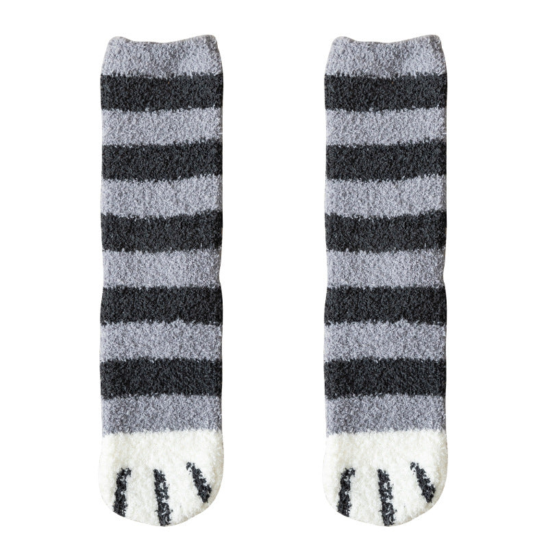 Autumn Winter Kawaii Cat Paw Fleece Women’s Socks