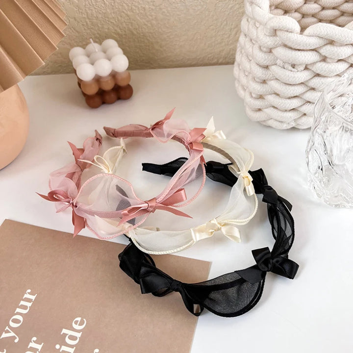 Fashion Bow Knot Lace Mesh Headband