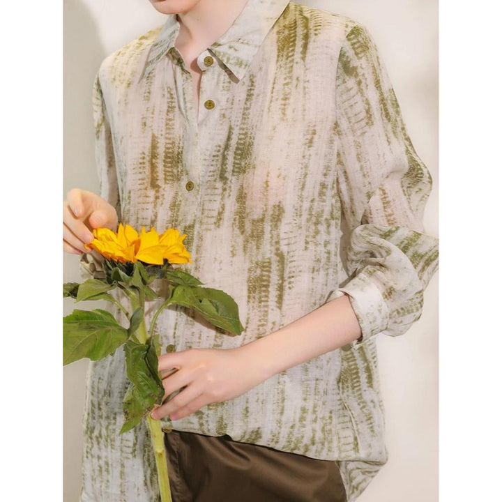 Floral Print Ramie Blouse for Women
