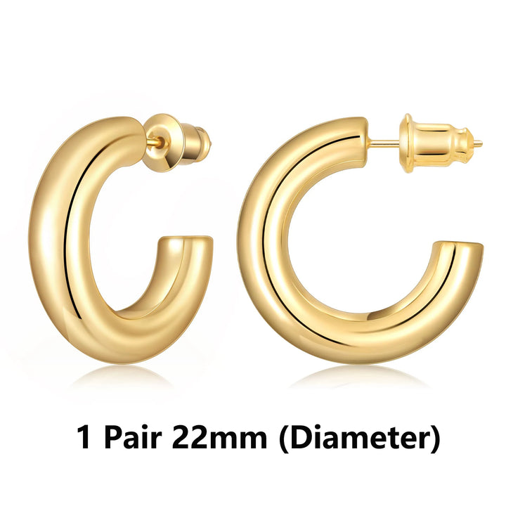 14K Gold Plated Chunky Hoop Earrings