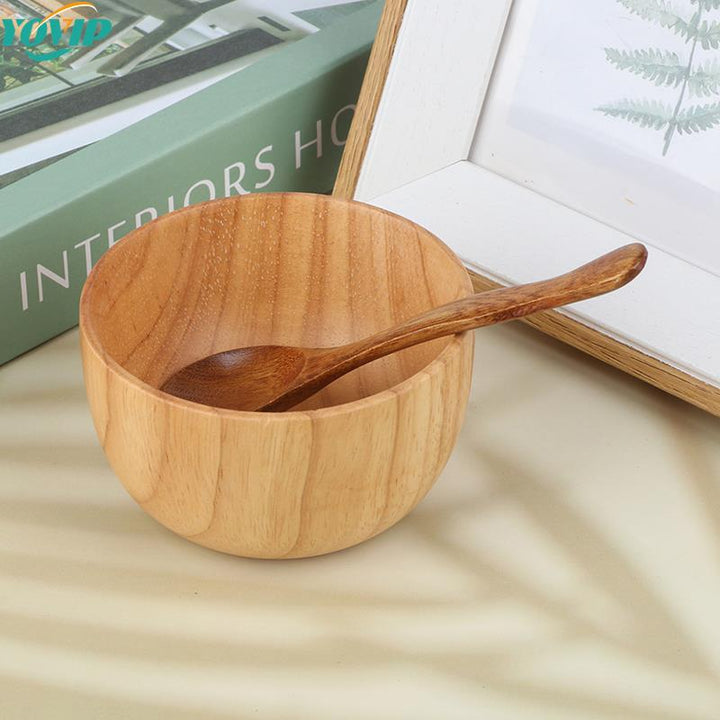 2Pcs Wooden Facial Mask Bowl and Spoon Set