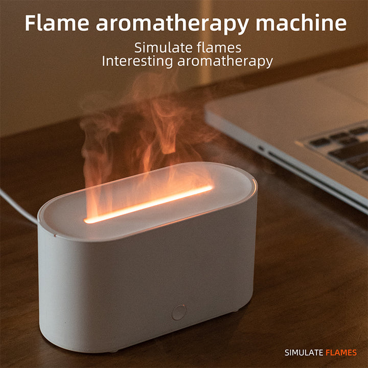 Wood Grain Aromatherapy Flame Humidifier – USB Essential Oil Diffuser