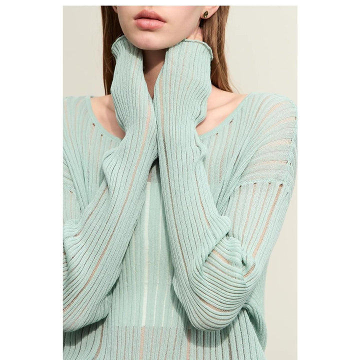Spring Casual Hollow Out Knit Blouse