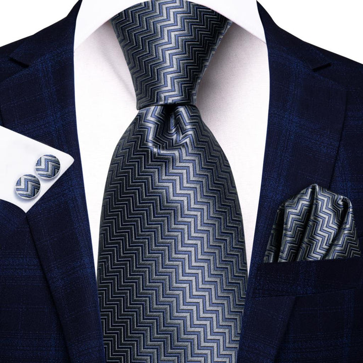 Elegant Grey Silk Tie Set for Men