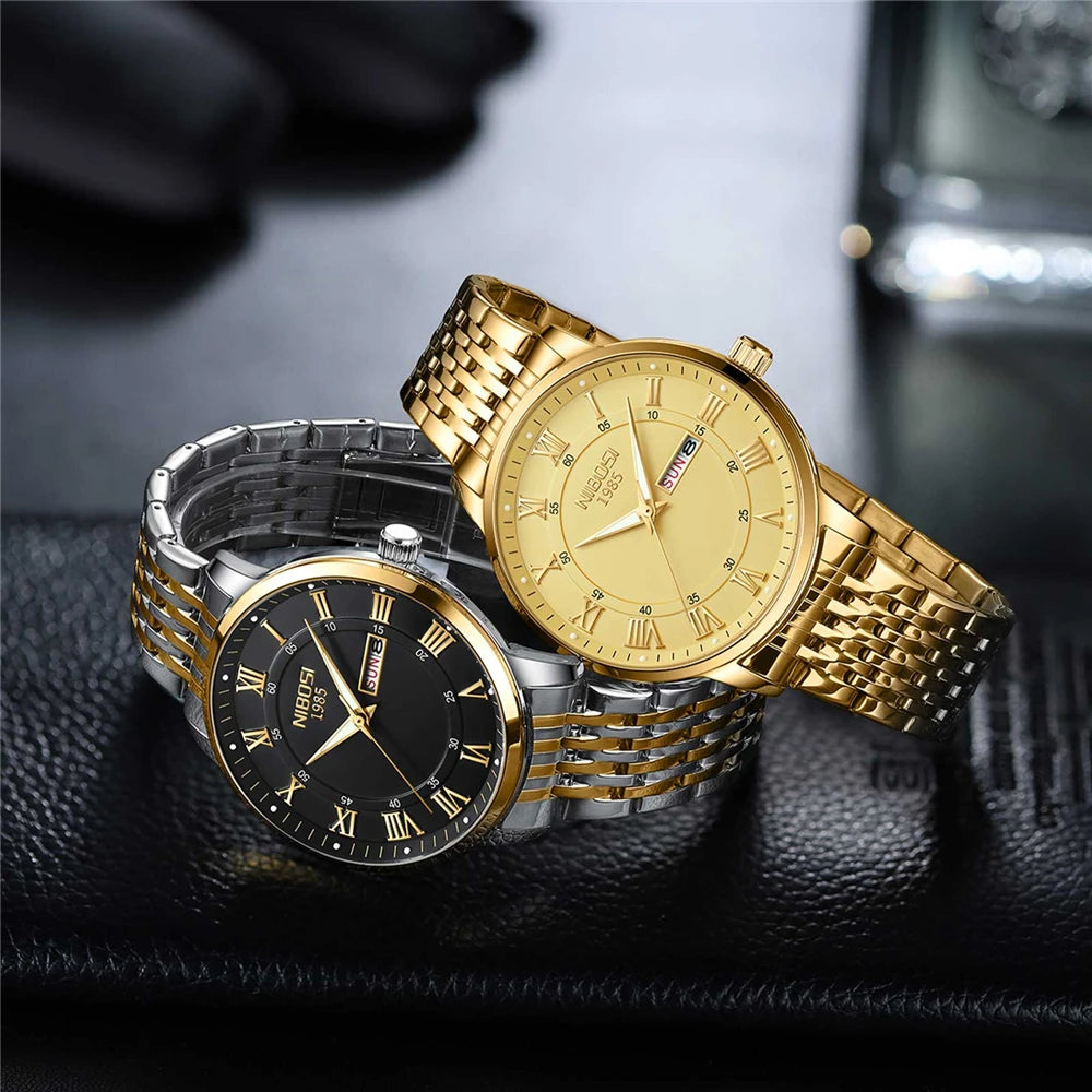 Classic Luxury Quartz Wristwatch with Luminous Hands