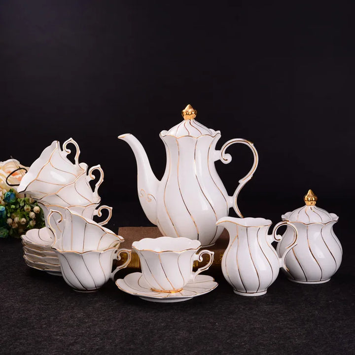 Luxury Gold Inlay Bone China Coffee Set