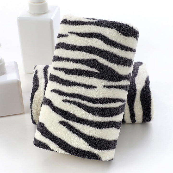 Quick-Dry Zebra Stripe Microfiber Bath and Face Towel