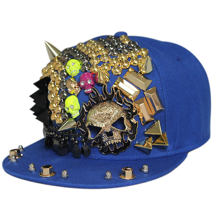 Flame Big Ghost Head Flat-brimmed Cap Rivet Baseball Cap