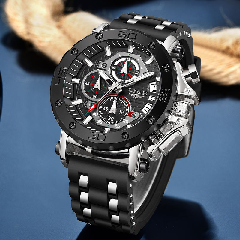 Luxury Men's Waterproof Sports Chronograph Silicone Watch