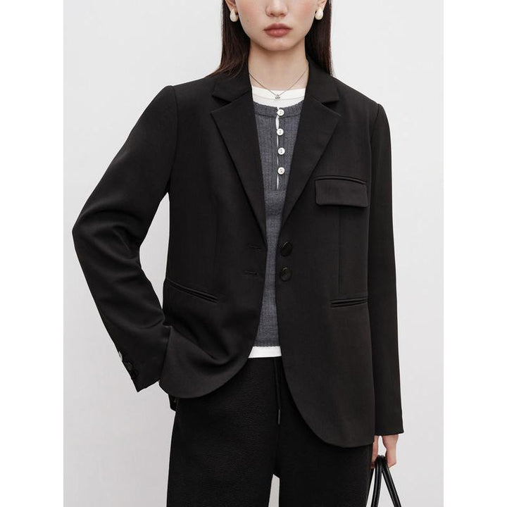 Petite Black Shoulder Suit Jacket for Women