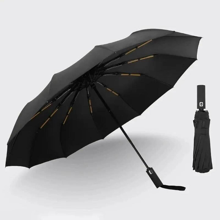 Durable Automatic Three-Fold UV Resistant Black Umbrella