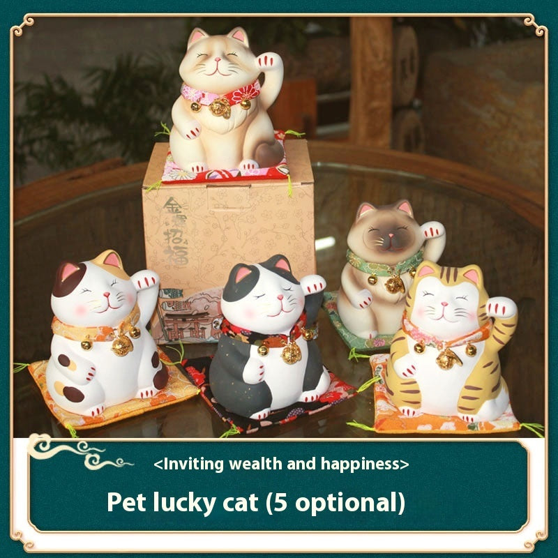 Cat Ceramic Decoration Japanese Decorative Lucky Cat Blessing Pet Cat Home Decoration