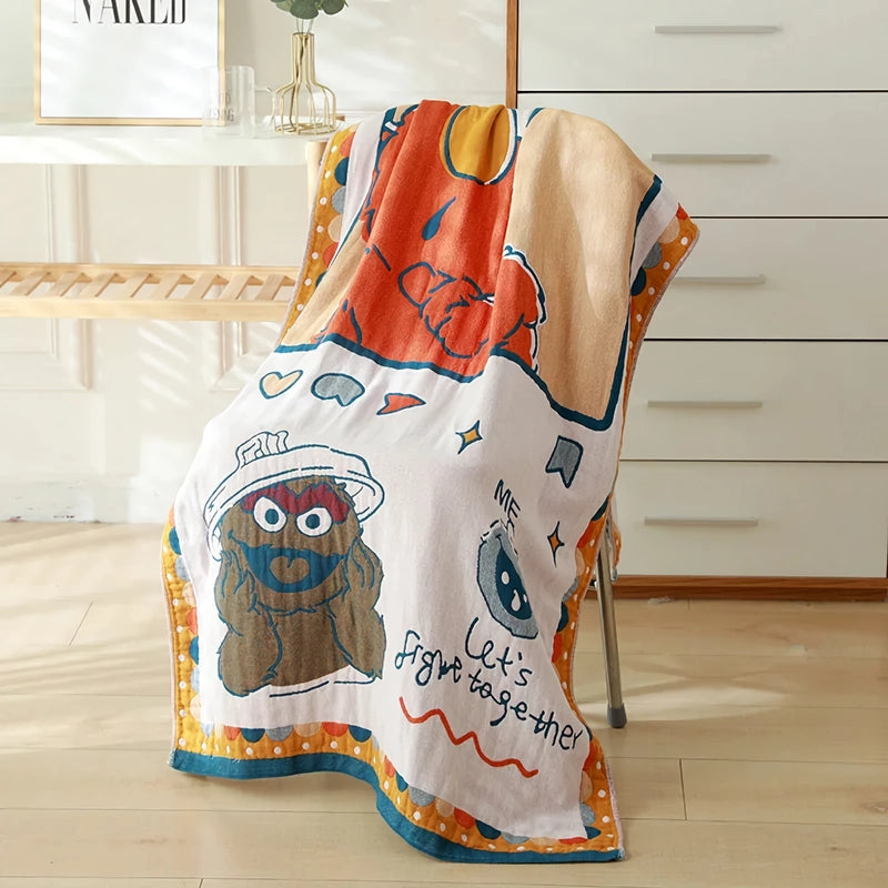 Quick-Dry Cartoon Bath Towel - Five-Layer Gauze Cotton