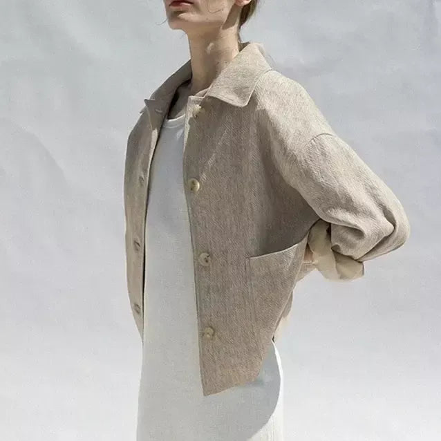 Elegant Casual Cotton-Linen Autumn Jacket