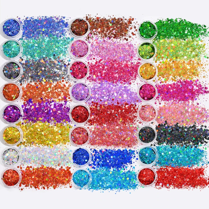 24pcs Laser Holographic Chunky Nail Glitters