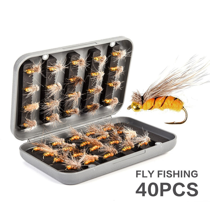 A6 Boxed Fly Hook Big Fur Fly Worm 40pcs Fish Hook