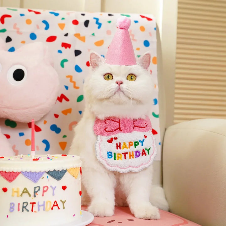 Charming Pet Birthday Bandana and Hat Set