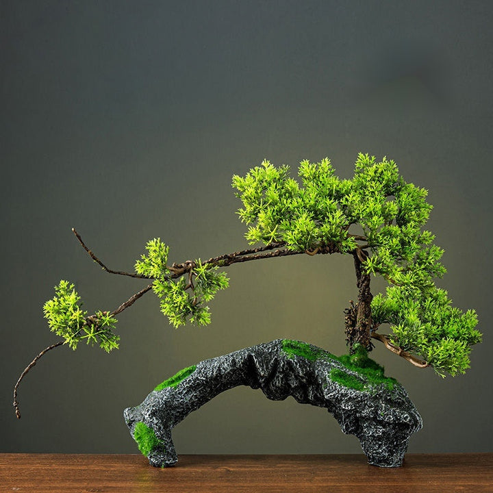 Green Plant Artificial Greeting Pine Rockery Bonsai Sprinkler Shop Living Room Entrance Home Office Decorations Landscape