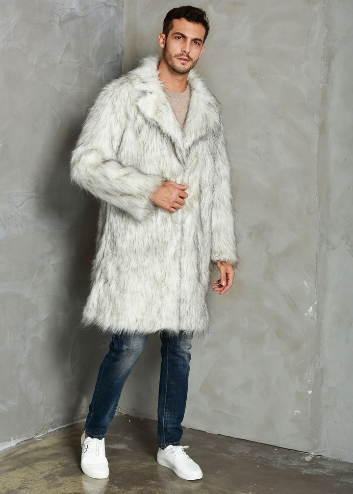 Men's Fashion Tailored Suit Collar Faux Fur Coat