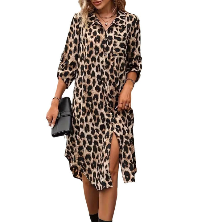 Leopard Print Beach Cover-up V-neck Robe Vacation Bikini Dress